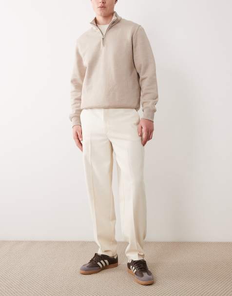 ASOS DESIGN - Nette oversized toelopende broek met microtextuur en verstelbare zijkanten in ecru - view 1