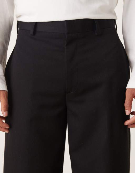 ASOS DESIGN - Nette oversized toelopende broek met plooi aan de voorkant in zwart, 4 van 5