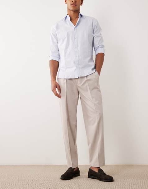 ASOS DESIGN - Nette oversized toelopende broek van keperstof in stone - view 1