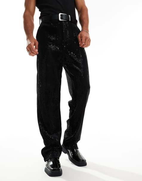 ASOS DESIGN - Nette rechte broek met hoge taille in zwarte lovertjes - view 1