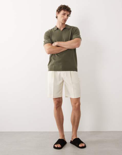 ASOS DESIGN - Nette regular-fit short met plooien in ecru - view 1