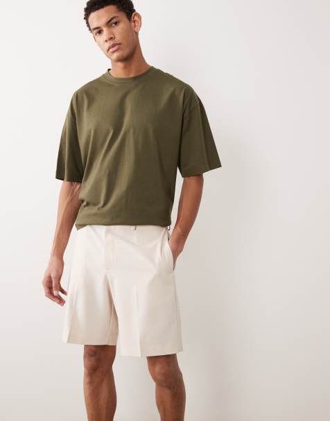 ASOS DESIGN - Nette regular-fit short van comfortabele keperstof met stretch in ecru - view 1