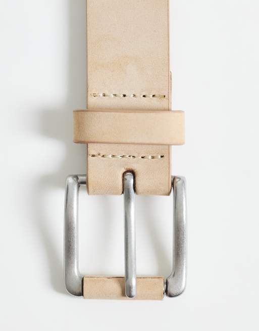 ASOS DESIGN - Nette riem van premium nubuck met zilverkleurige gesp in stone, 3 van 3