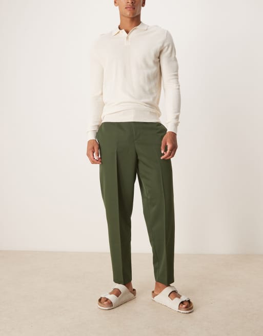 ASOS DESIGN - Nette ruimvallende broek met toelopende pasvorm in donkergroen, 2 van 5