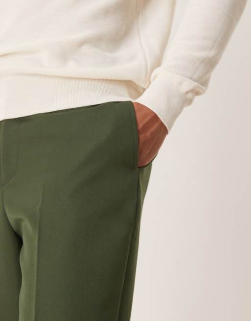 ASOS DESIGN - Nette ruimvallende broek met toelopende pasvorm in donkergroen, 5 van 5