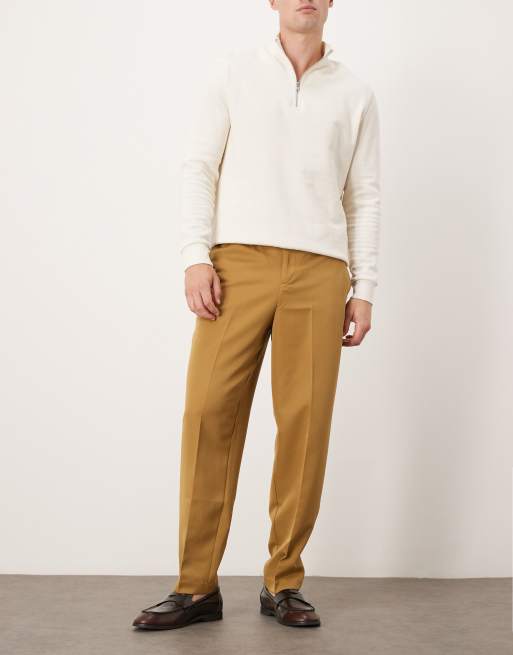 ASOS DESIGN - Nette ruimvallende broek met toelopende pasvorm in lichtbruin, 2 van 5