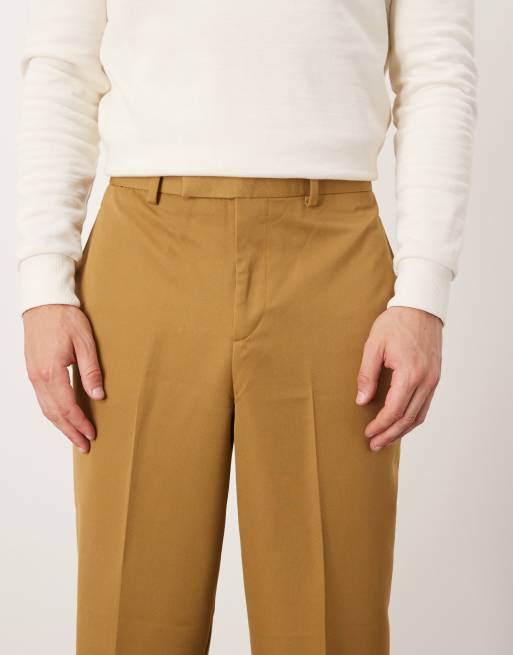 ASOS DESIGN - Nette ruimvallende broek met toelopende pasvorm in lichtbruin, 4 van 5