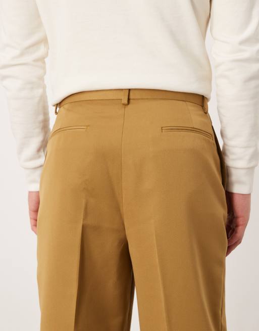 ASOS DESIGN - Nette ruimvallende broek met toelopende pasvorm in lichtbruin, 5 van 5