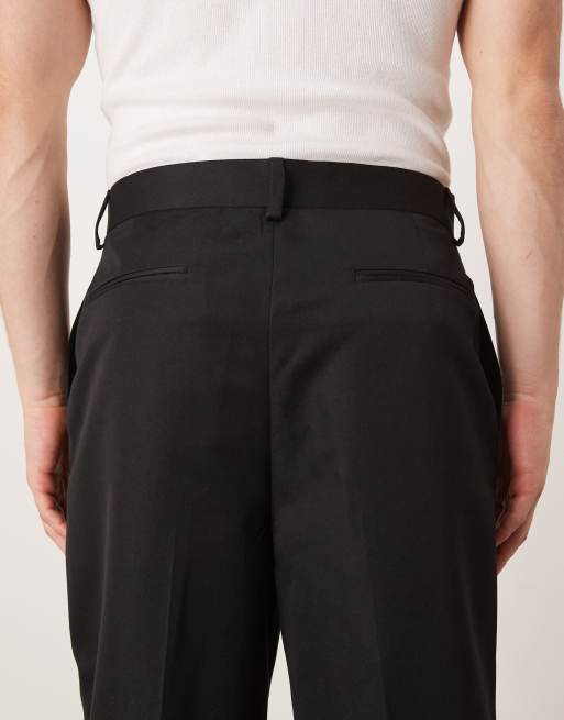 ASOS DESIGN - Nette ruimvallende broek met toelopende pasvorm in zwart, 5 van 5