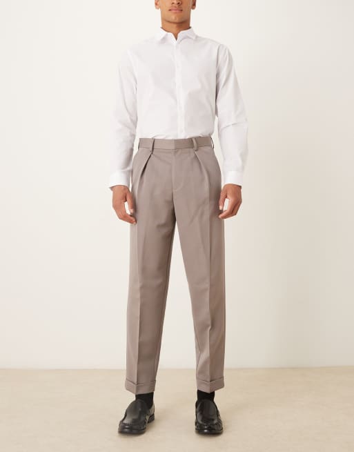 ASOS DESIGN - Nette ruimvallende toelopende broek met omslag in bruin, 2 van 5