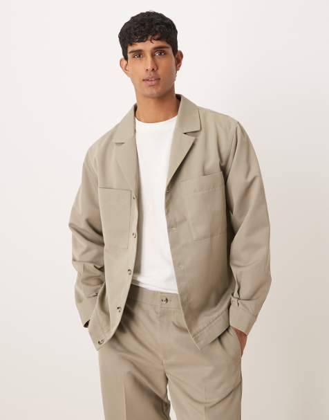 ASOS DESIGN - Nette shacket met reverskraag in saliegroen, deel van co-ord set - view 1