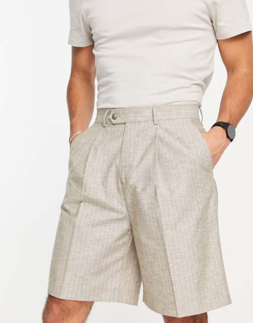 ASOS DESIGN - Nette short met wijde pijpen en strepen in stone