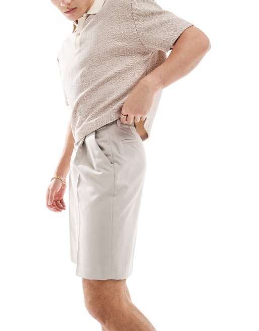 ASOS DESIGN - Nette short met wijde pijpen in stone