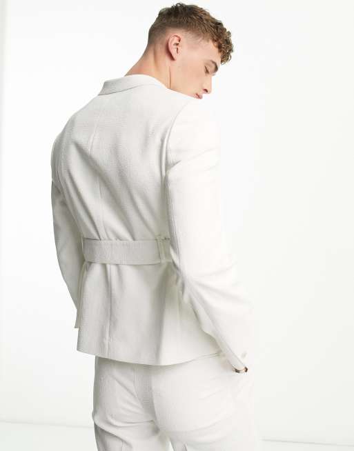 ASOS DESIGN - Nette skinny blazer in wit met riem, 2 van 5