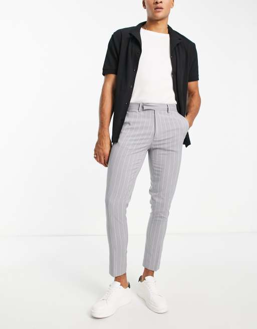 ASOS DESIGN - Nette skinny broek in grijs met strepen 
