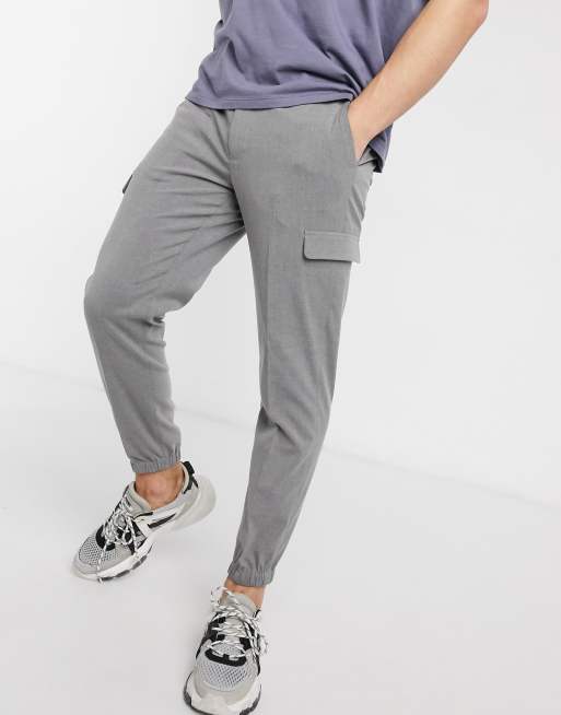 ASOS DESIGN - Nette skinny broek met cargozakken in grijs