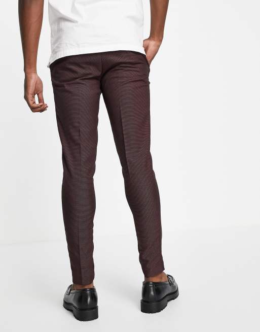 ASOS DESIGN - Nette skinny broek met kleine stippen in bordeauxrood, 4 van 4