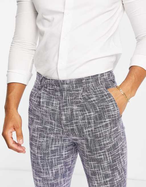 ASOS DESIGN - Nette, skinny broek van katoenmix met microtextuur in marineblauw, 4 van 4