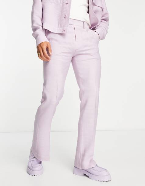 ASOS DESIGN - Nette skinny flare-broek van kreukelstof in lila, deel van co-ord set - view 1