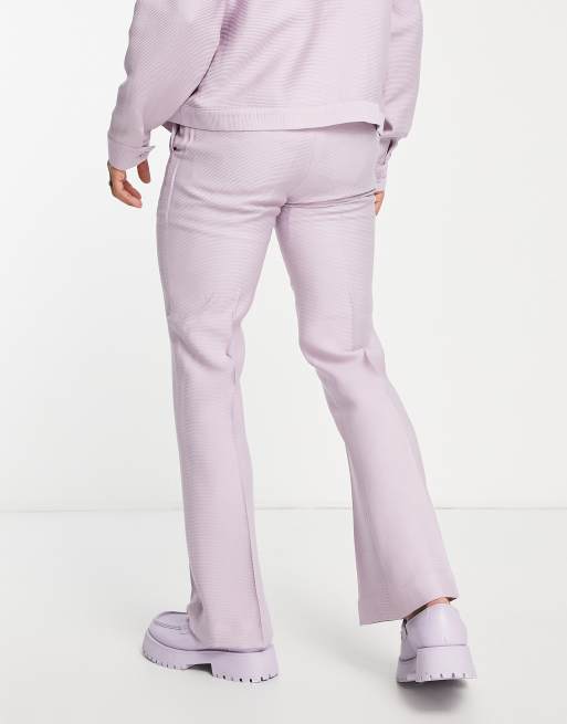 ASOS DESIGN - Nette skinny flare-broek van kreukelstof in lila, deel van co-ord set, 2 van 4