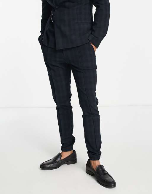 ASOS DESIGN - Nette skinny joggingbroek met boorden en Schotse Blackwatch-ruit in groen en zwart