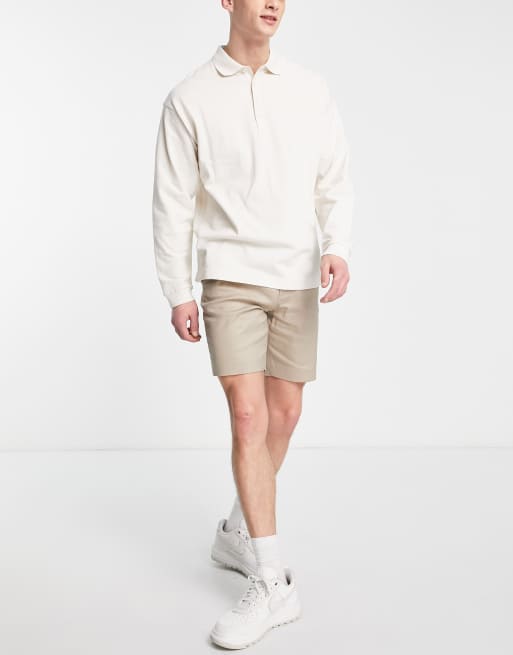 ASOS DESIGN - Nette skinny short van linnenmix in stone, 4 van 4