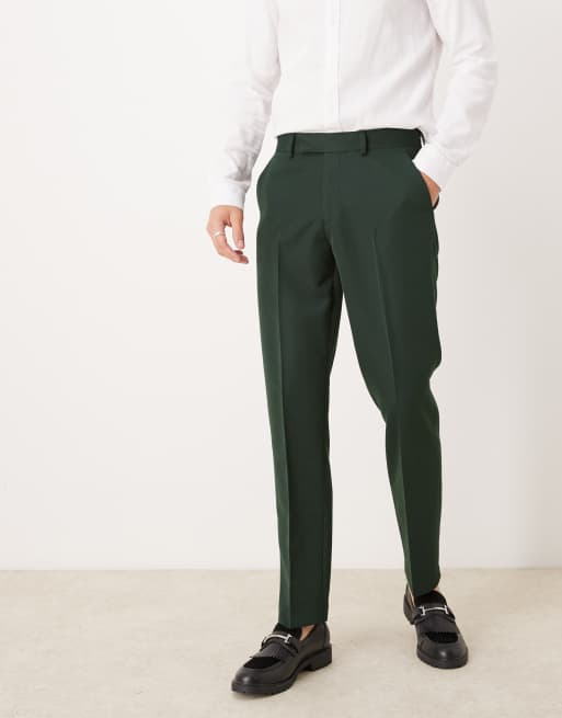 ASOS DESIGN - Nette slim-fit broek in donkergroen
