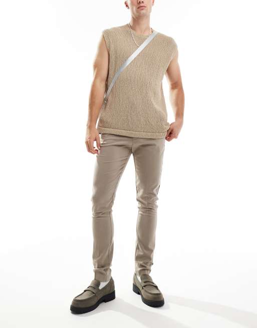 ASOS DESIGN - Nette slim-fit broek in stone