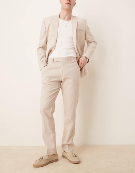 ASOS DESIGN - Nette slim-fit broek van linnenmix in stone - view 1
