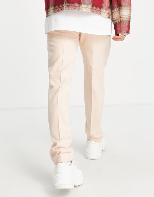 ASOS DESIGN - Nette slim-fit broek van zachte stof met hoge taille in perzikkleur, 2 van 4