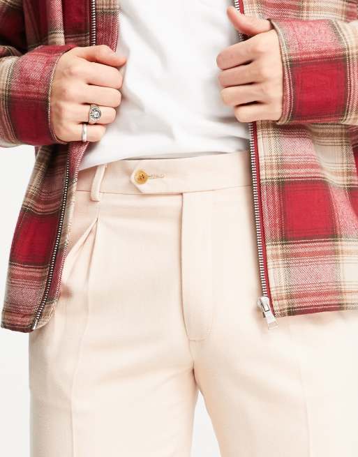 ASOS DESIGN - Nette slim-fit broek van zachte stof met hoge taille in perzikkleur, 4 van 4