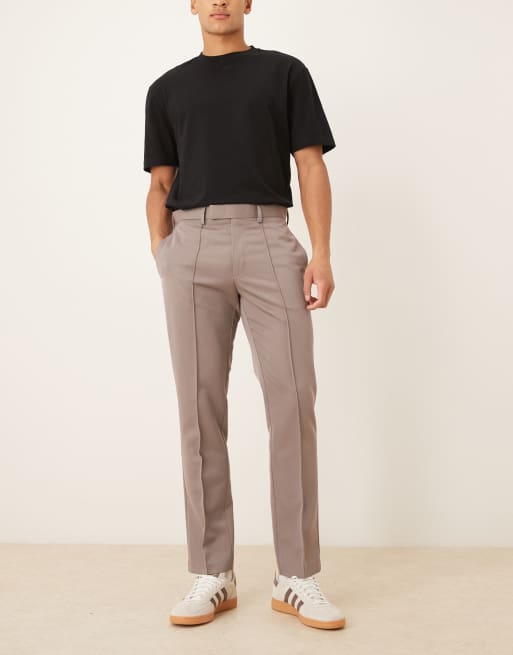 ASOS DESIGN - Nette smalle broek met elastische taille in bruin, 2 van 5