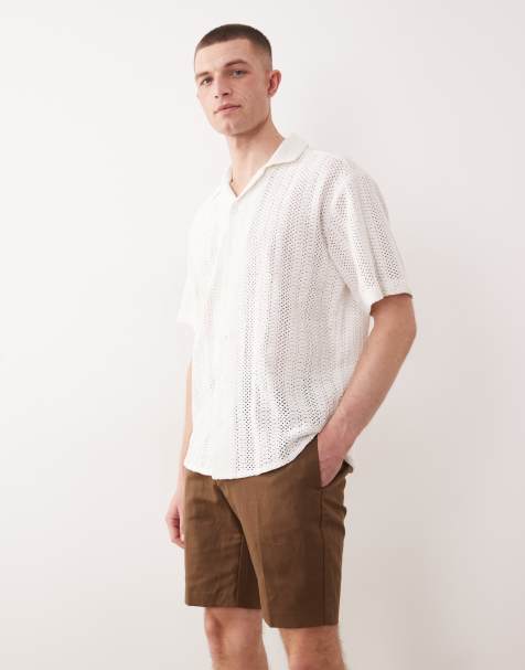 ASOS DESIGN - Nette smalle linnenrijke short in donkerbruin - view 1