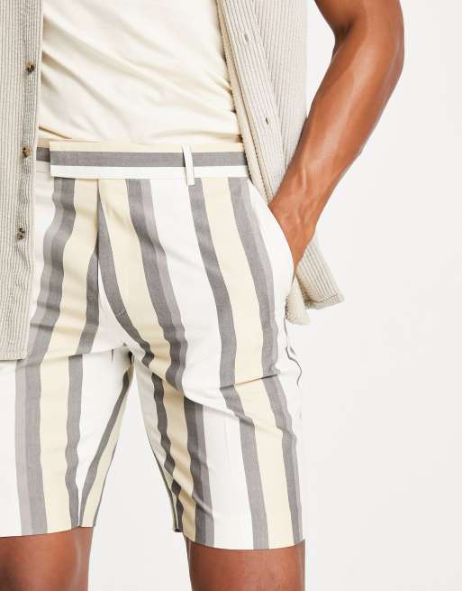 ASOS DESIGN - Nette smalle short met blokstreep in ecru
