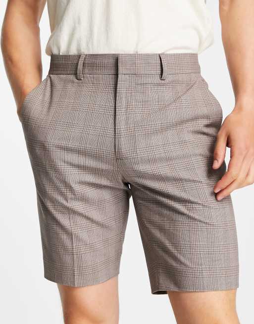 ASOS DESIGN - Nette smalle short met Prince of Wales-ruit in donker stone