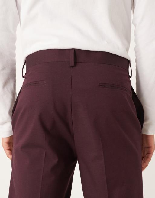 ASOS DESIGN - Nette smaltoelopende broek in bordeauxrood, 5 van 5