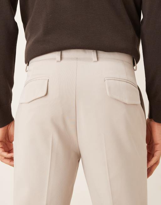 ASOS DESIGN - Nette smaltoelopende chinobroek van keperstof in stone, 4 van 5