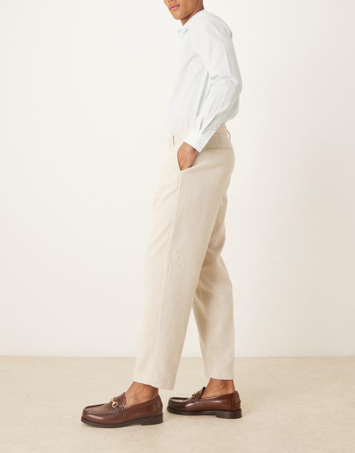 ASOS DESIGN - Nette smaltoelopende ruimvallende broek van wolmix in crème, 3 van 5