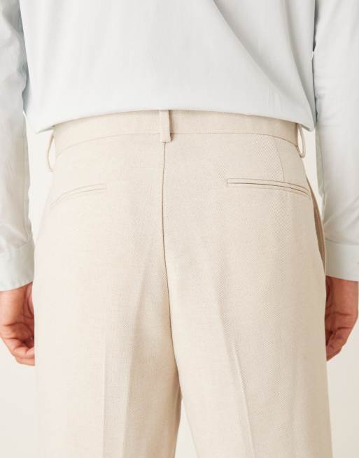 ASOS DESIGN - Nette smaltoelopende ruimvallende broek van wolmix in crème, 5 van 5