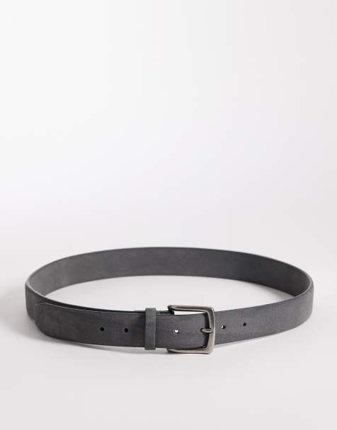 ASOS DESIGN - Nette suède riem met zilveren gesp in donkergrijs - view 1