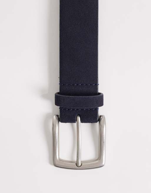 ASOS DESIGN - Nette suède riem met zilveren gesp in marineblauw, 2 van 3