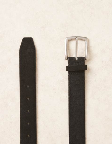 ASOS DESIGN - Nette suède riem met zilveren gesp in zwart - view 1