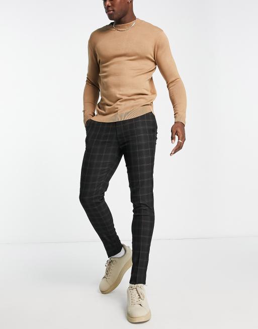 ASOS DESIGN - Nette superskinny broek in zwart met ruiten