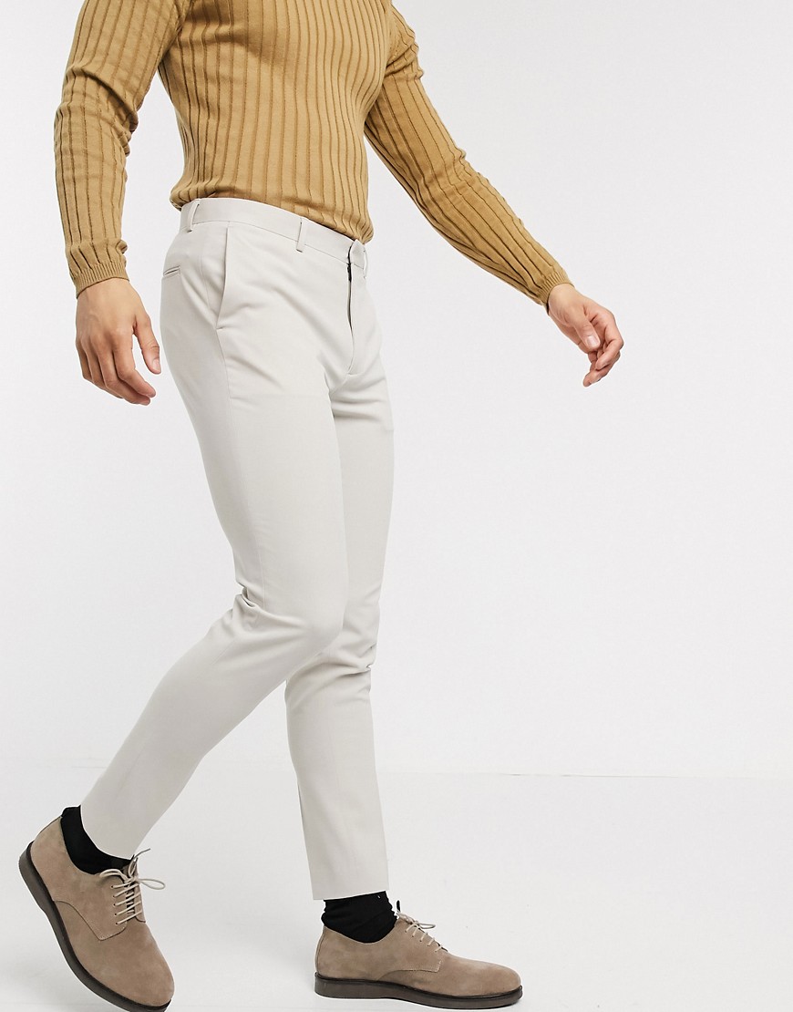 ASOS DESIGN - Nette superskinny pantalon in lichtgrijs-Kiezelkleurig