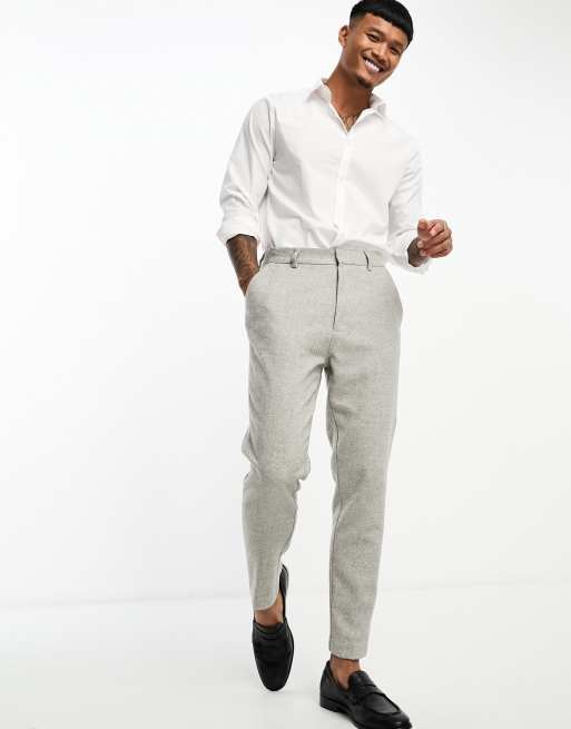ASOS DESIGN - Nette toelopende broek met microtextuur in grijs, 4 van 4