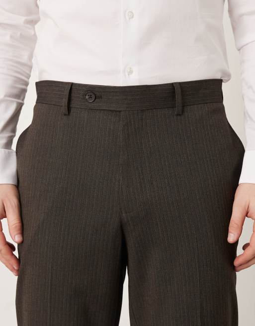 ASOS DESIGN - Nette toelopende geweven broek met strepen in bruin, 4 van 5