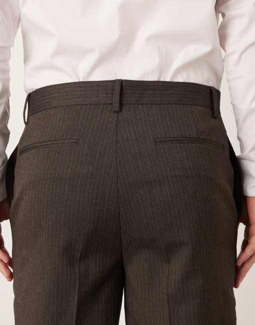 ASOS DESIGN - Nette toelopende geweven broek met strepen in bruin, 5 van 5
