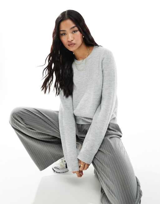 ASOS DESIGN - Nette trui met ronde hals in grijs