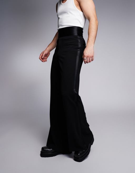 ASOS DESIGN - Nette vintage flare-broek met cummerbund aan de taille in zwart