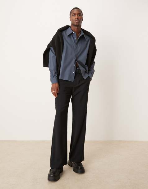 ASOS DESIGN - Nette wijde flare-broek met riem in zwart - view 1